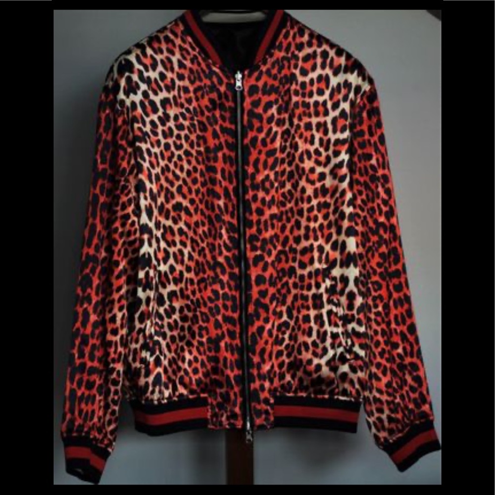 3.1 Phillip Lim Silk reversible leopard souvenir jacket.